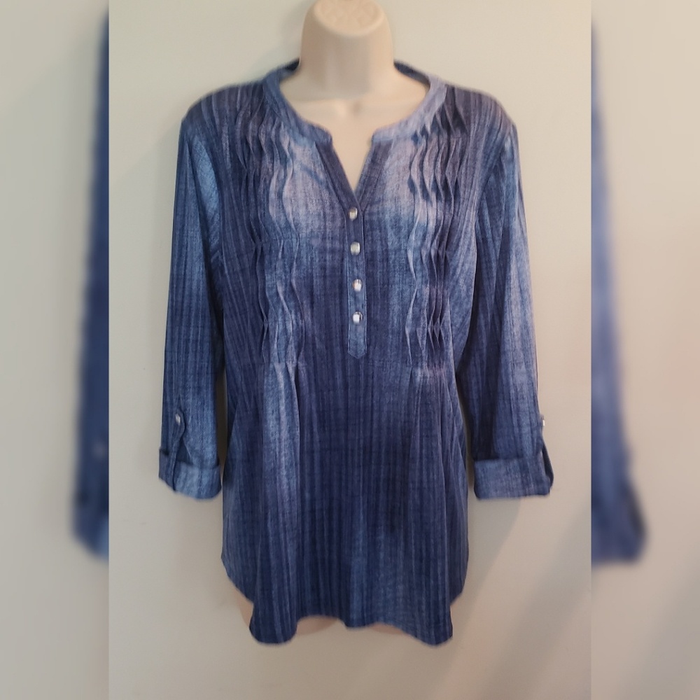 New Directions Printed Long Sleeve Blousep